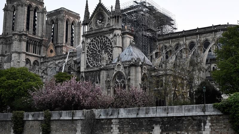 Emmanuel Macron a promis de reconstruire d'ici cinq ans le joyau de l'art gothique en partie détruit par un incendie il y a trois semaines