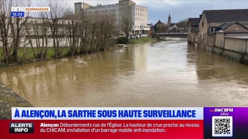 Alençon: la crue de la Sarthe sous haute surveillance