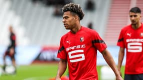 Désiré Doué avant le match Ajaccio-Rennes (0-5), le 21 mai 2023