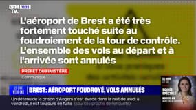 Tempête Géraldine: la tour de contrôle de l'aéroport de Brest foudroyée, tous les vols annulés