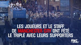 Les joueurs de Manchester City ont fêté le triplé avec leurs supporters