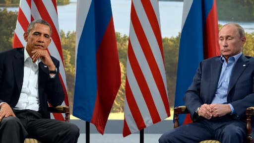 Barack Obama et Vladimir Poutine lors du sommet du G8 de juin 2013 en Irlande.