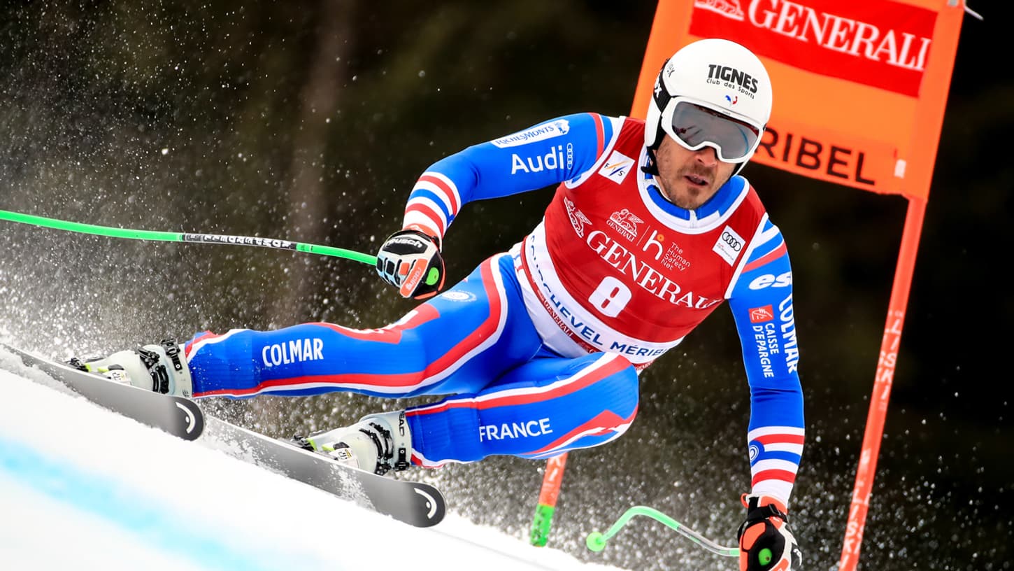 Johan Clarey à l'entraînement à Courchevel, le 15 mars 2022