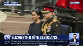 Le prince Harry et Meghan arrivent pour célébrer le 93e anniversaire de la reine