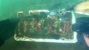 La plaque de la voiture d'Erin Foster retrouvée sous l'eau par Jeremy Sides