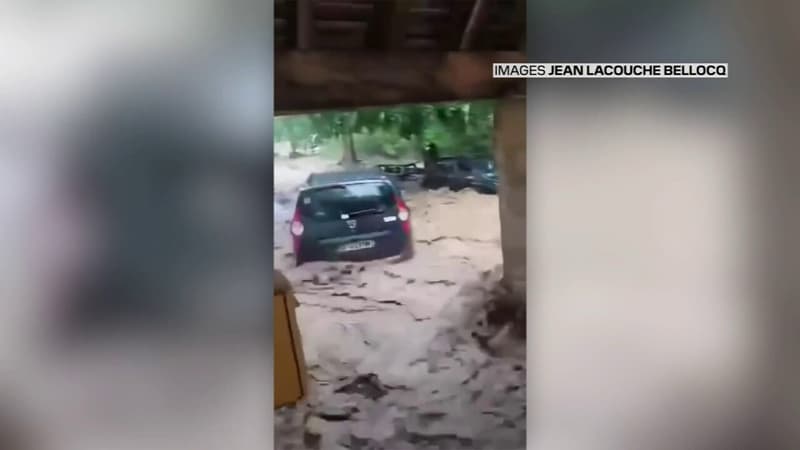 Inondations dans les Pyrénées-Atlantiques: une voiture emportée par un torrent de boue à Lourdios-Ichère