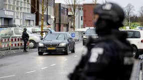Des images de la sécurité de la cour spéciale à Amsterdam Osdorp le 7 avril 2021 pour le procès de Ridouan Taghi
