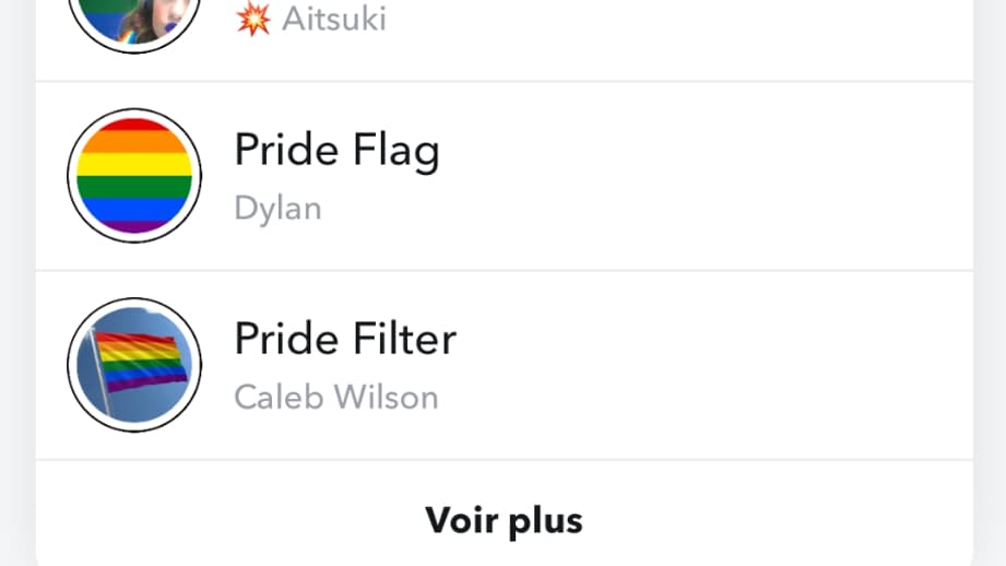 Capture d'écran Snapchat Capture d'écran Snapchat