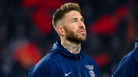Sergio Ramos lors d'un avant-match du PSG en février 2023