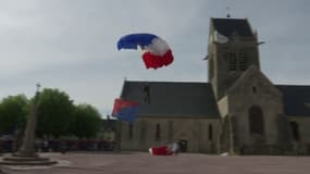 Un parachutiste près de Saint-Mère-Eglise.