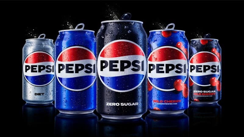 Des canettes arborant le nouveau logo Pepsi.