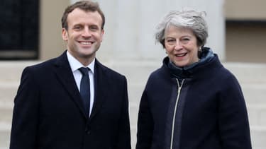 Emmanuel Macron et Theresa May, le 18 janvier 2018, à Sandhurst, près de Londres.