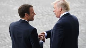 Emmanuel Macron et Donald Trump, lors des célébrations du 14-Juillet en 2017