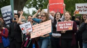 Manifestation contre l'abrogation de l'Obamacare, le 4 mai 2017 devant le Capitol à Washington
