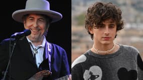 Bob Dylan aux Vieilles Charrues en 2012 et Timothée Chalamet à Rome en 2022