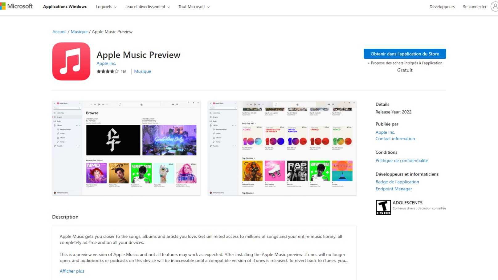 Apple Music est désormais disponible sur Windows
