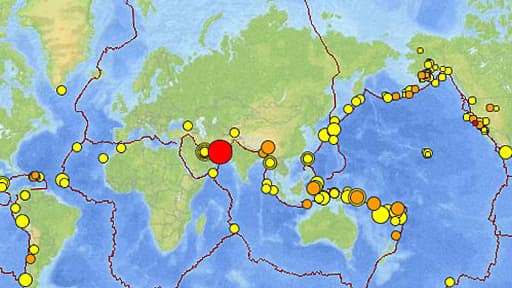 Carte en temps réel des séismes dans le monde.