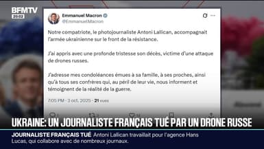 Journaliste français tué en Ukraine: sur X, Emmanuel Macron "adresse ses condoléances émues à la famille" d'Antoni Lallican