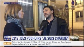 Le street artist C215 distribue des pochoirs "Je suis Charlie" en hommage aux victimes de l'attentat de Charlie Hebdo