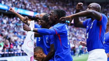 L'équipe de France masculine de football olympique, aux JO de Paris le 9 août 2024
