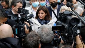 Anne Hidalgo au jardin d'Eole le 30 juin 2021