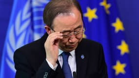 Le secrétaire général des Nations unies Ban Ki-moon en visite à la Commission européenne, le 27 mai 2015.