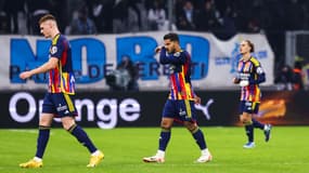 Les joueurs de l'OL lors de la défaite à Marseille (3-0, 10e journée de Ligue 1), le 6 décembre 2023