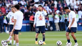Lionel Messi à l'échauffement de son dernier match au PSG 