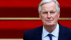 Le nouveau premier ministre Michel Barnier à Matignon pour la passation de pouvoir, le 5 septembre 2024 à Paris