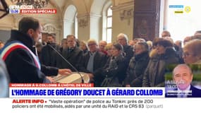 L'hommage de Grégory Doucet à Gérard Collomb à l'Hôtel de ville de Lyon