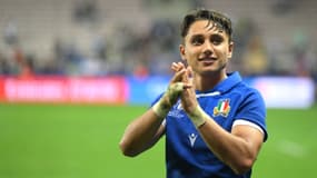 L'arrière italien Ange Capuozzo lors de la victoire de l'Italie contre l'Uruguay en Coupe du monde de rugby le 20 septembre 2023