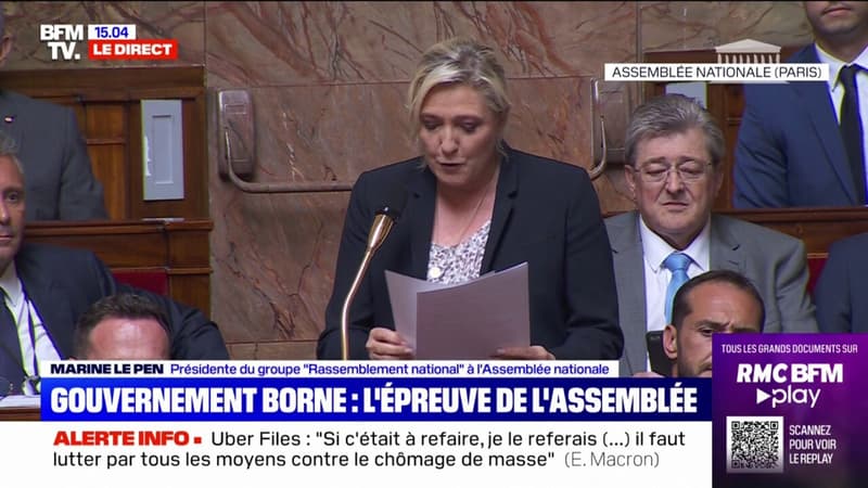 Marine Le Pen interpelle Élisabeth Borne sur 