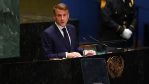 Emmanuel Macron devant l'Assemblée générale de l'ONU le 25 septembre 2024.