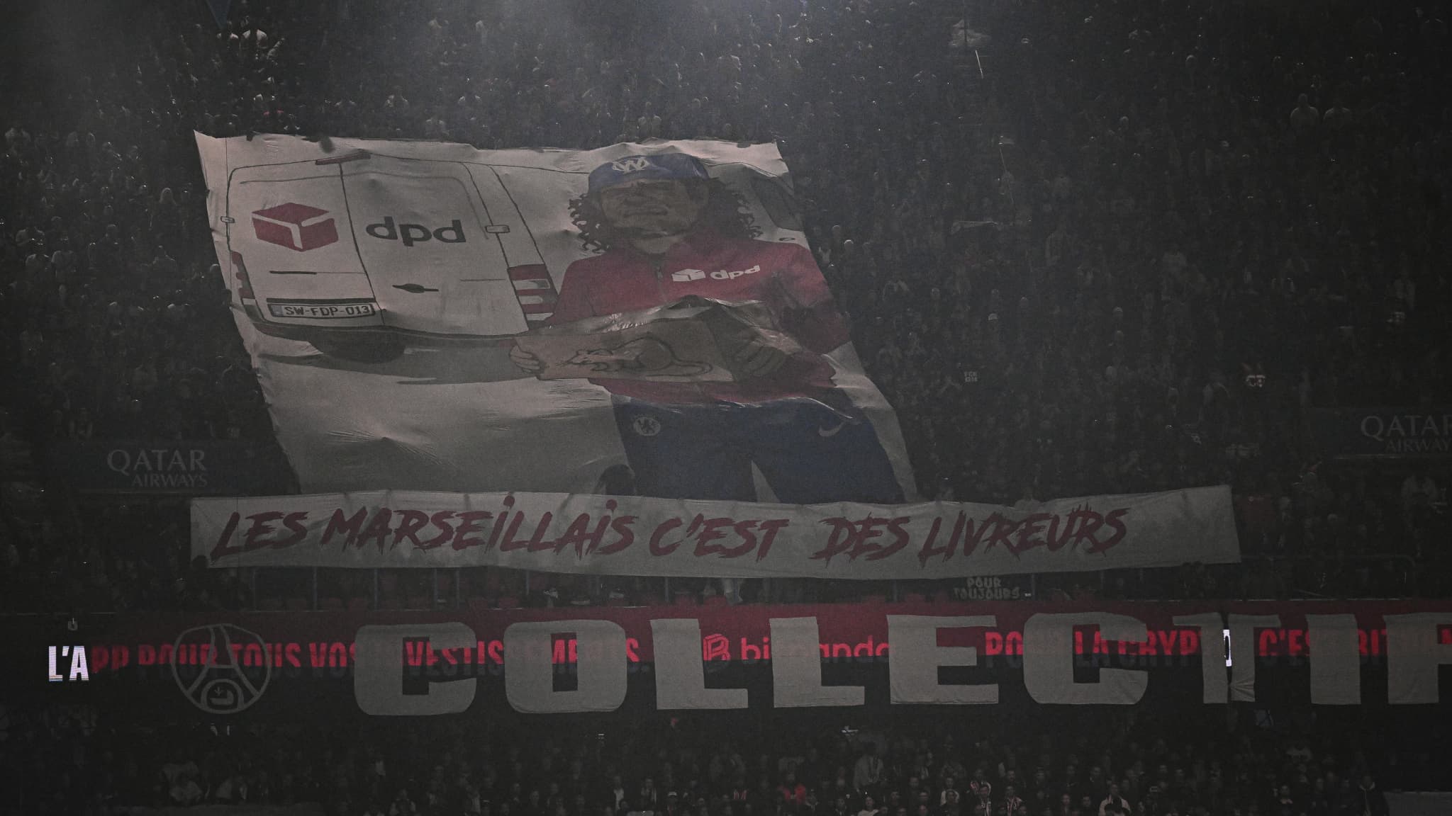 PSG-OM: l’entreprise DPD regrette "le détournement de sa marque" après le tifo homophobe des ultras Kép