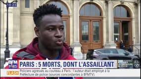 "J'étais de dos, j'ai entendu des coups de feu et j'ai vu un homme avec un couteau", raconte un témoin de l'agression à la Préfecture de police de Paris