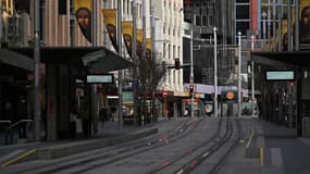 La promenade George Street, d'habitude tès fréquentée à Sydney, soumise depuis des semaines à un confinement, est quasi déserte le 17 juillet 2021 (photo d'illustration)