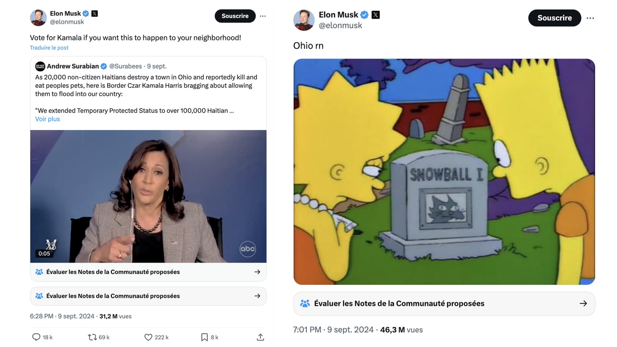 Capture d'écran de tweets publiés par Elon Musk Capture d'écran de tweets publiés par Elon Musk