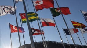 Les drapeaux à Pyeongchang