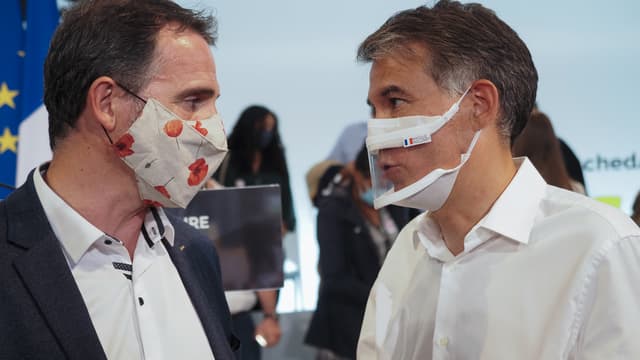 Le maire EELV de Grenoble Eric Piolle et le numéro un du Parti Socialiste Olivier Faure, le 29 août à Blois