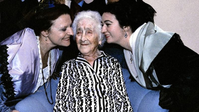 Jeanne Calment à son 114ème anniversaire.
