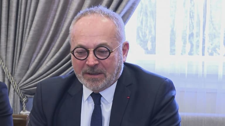 Capture d'écran d'une vidéo diffusée par Télé Liban le 13 février 2020 montrant le sénateur français Joël Guerriau lors d'une visite au Liban