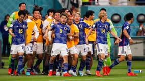 Les joueurs du Japon après l'exploit face à l'Allemagne