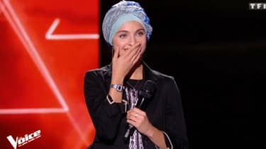 Mennel Ibtissem sur le plateau de "The Voice", le 3 février 2018