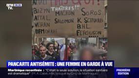 Qui est la femme en garde à vue pour avoir brandi une pancarte antisémite dans une manifestation anti-pass sanitaire ?