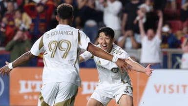 La joie de Heung-Min Son et Denis Bouanga avec LAFC face à Real Salt Lake le 17 septembre 2025