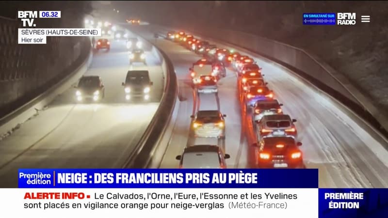 Neige: les images des Franciliens pris au piège sur les routes
