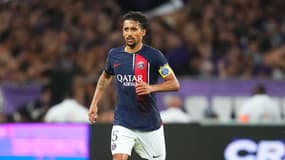 Marquinhos avec le brassard de capitaine du PSG, 19 août 2023