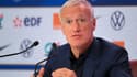 Le sélectionneur de l'équipe de France, Didier Deschamps, lors de sa conférence de presse, le 26 août à Paris, pour annoncer la liste des joueurs convoqués pour les trois matches qualificatifs pour le Mondial-2022, 