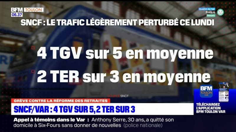 Réforme des retraites: 4 TGV sur 5 dans le Var 