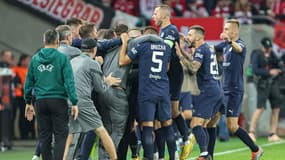 La joie des joueurs de Slovacko lors de la deuxième journée de Ligue Europa Conférence, en septembre 2022
